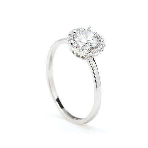 de engagement argent  design central de quartz adamantine