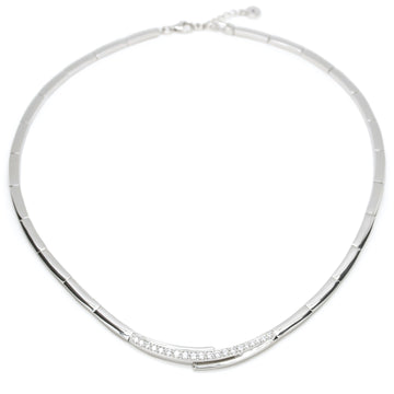 Collares fiesta de plata de bandas laterales inacabadas con detalle central de circonitas