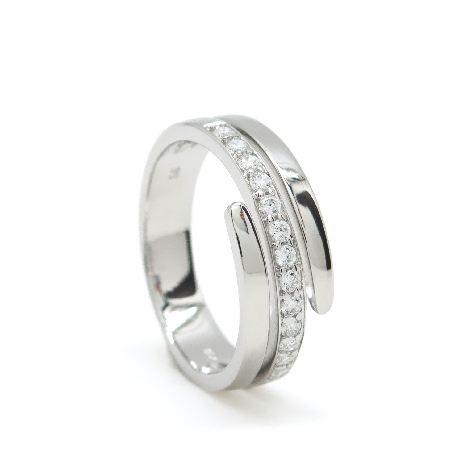 Anillos circonitas diseño tres raíles irregulares