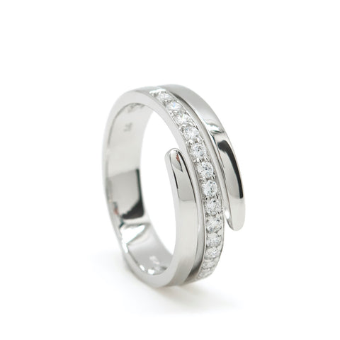 Anillos circonitas diseño tres raíles irregulares