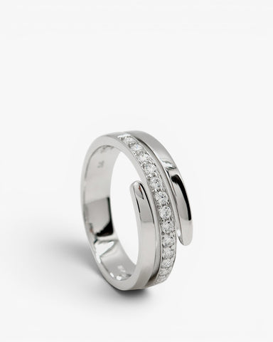 Anillos circonitas diseño tres raíles irregulares