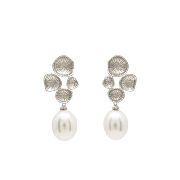 Pendientes perla colgante diseño seta con perla