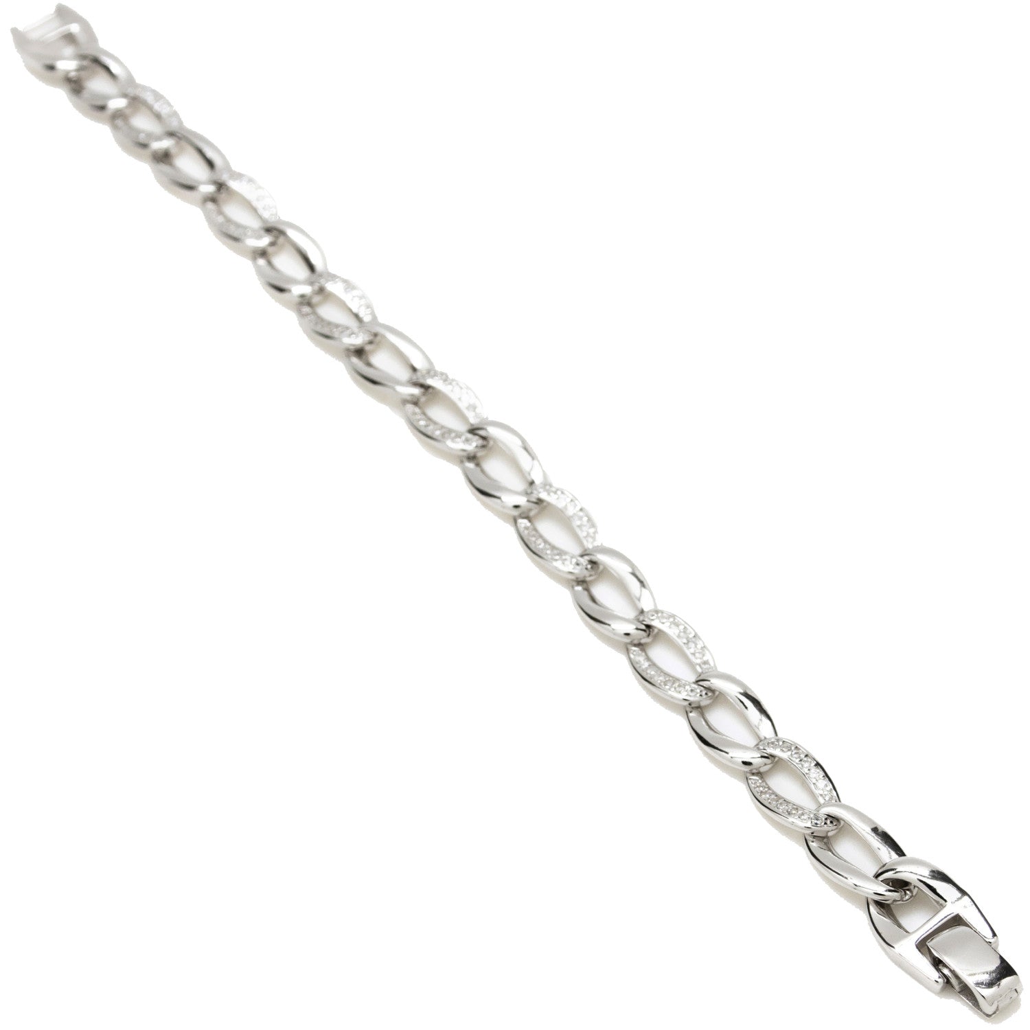 Sparkling silver braided bracelets with cubic zirconia
