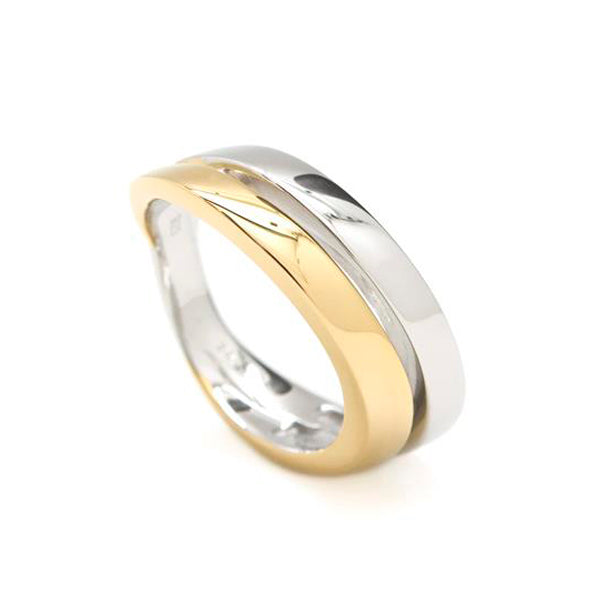Rings wide in silver design diagonal two tone