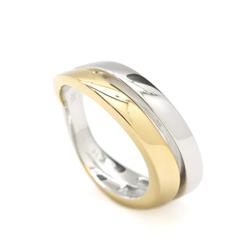 Wide silver rings with a two-tone diagonal design