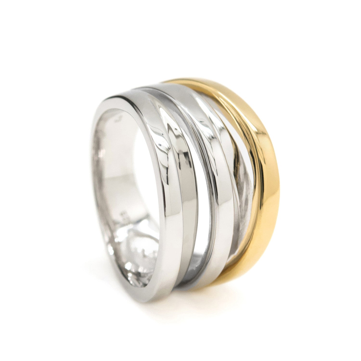 Anillos anchos de plata diseño múltiple bicolor