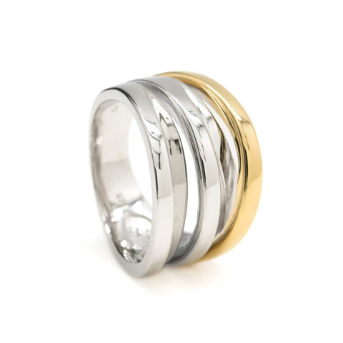 Rings wide silver design multiple two tone