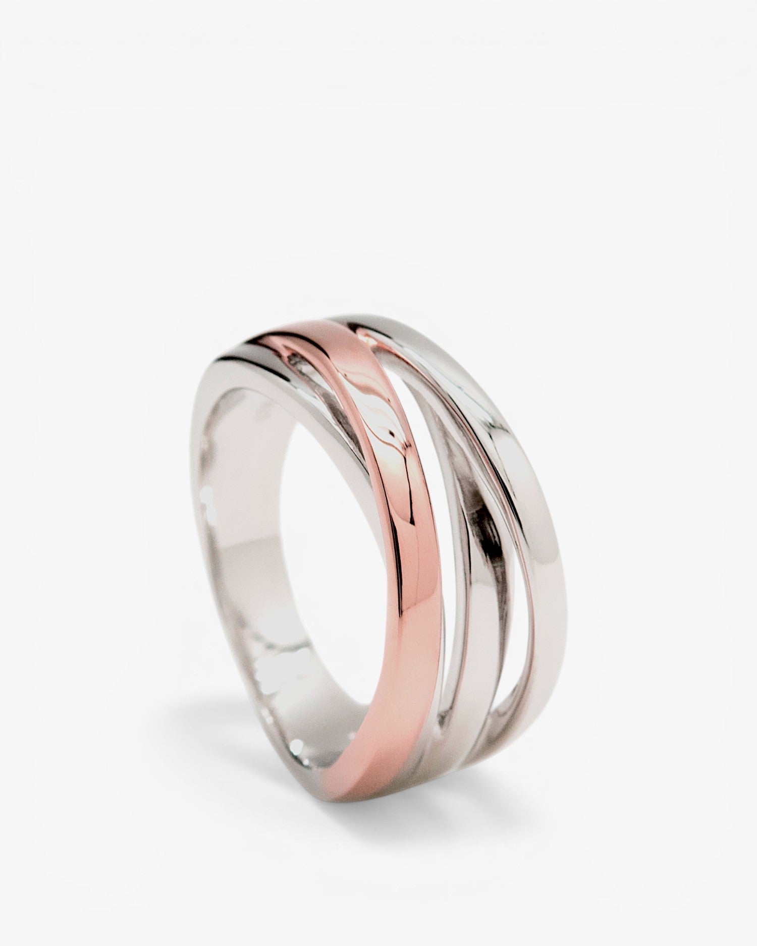 Anillos anchos de plata de doble cruz bicolor