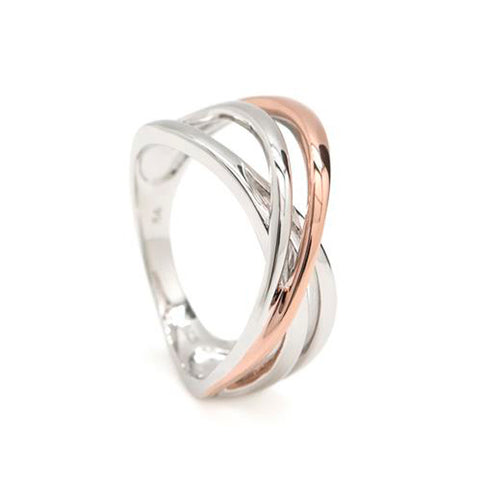 Anillos bicolor diseño de carriles cruzados