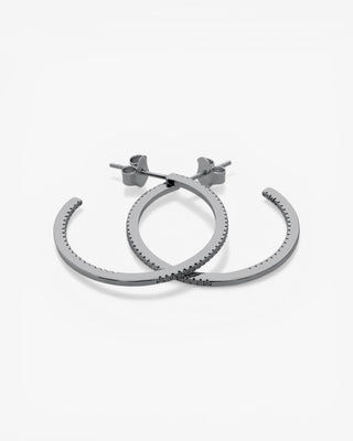 Pendientes aro de plata mini engaste circonitas blancas modelo grande