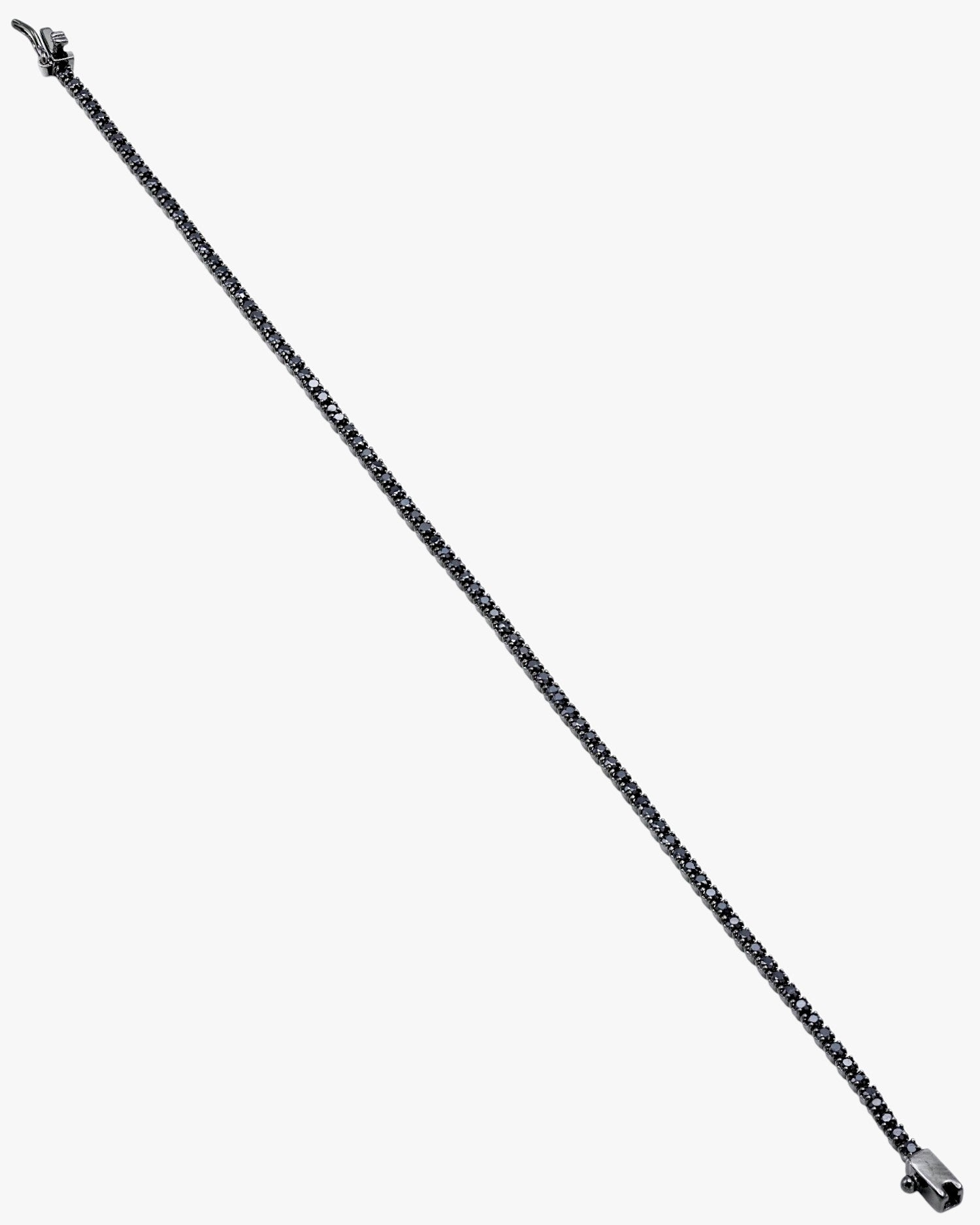 Pulsera riviere plata diseño fino con circonitas negras