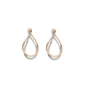 Pendientes bicolor plata motivo curvilíneo de circonita