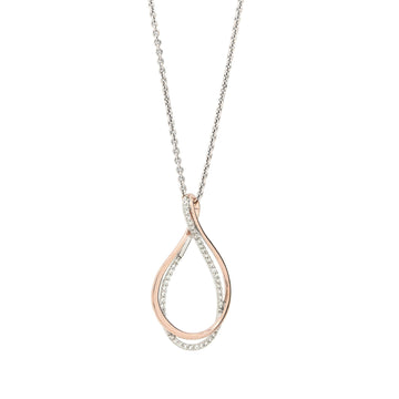 Colgantes bicolor de plata con circonita y curl bañado en oro rosa