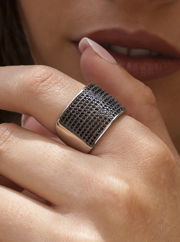 Wide design cubic zirconia rings with full cubic zirconia setting