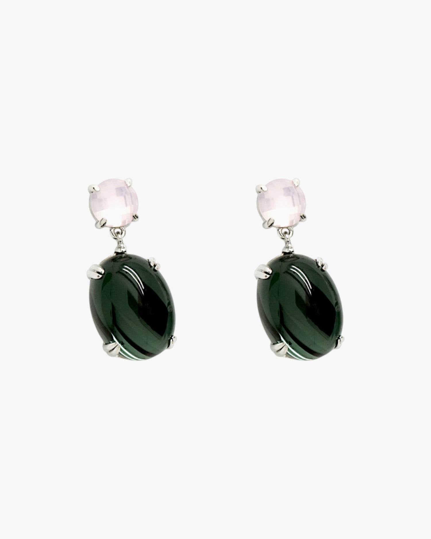 Pendientes de piedras de colores verdes diseño cabouchón