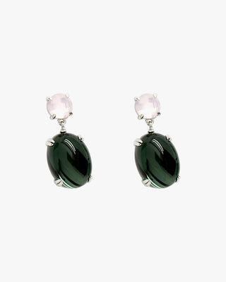 Pendientes de piedras de colores verdes diseño cabouchón