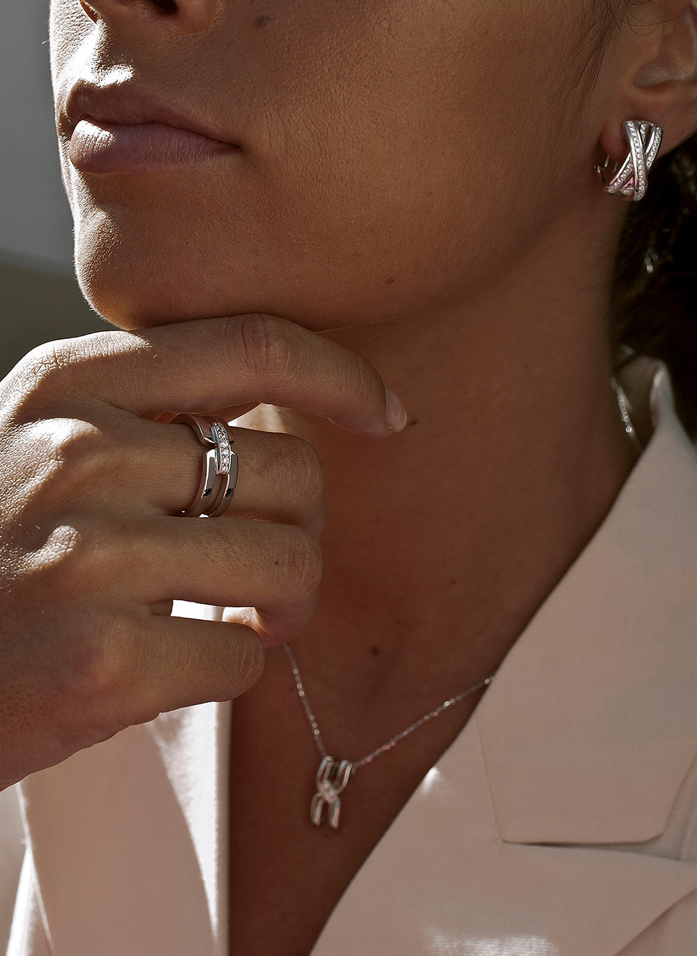 earrings clasp omega design rails with zirconias