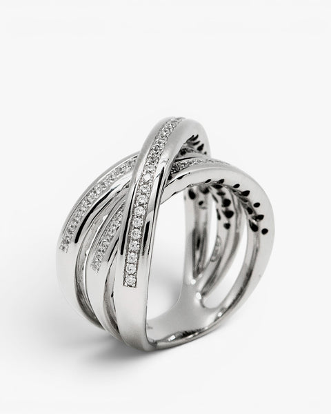 Bague triple en zircon cubique à trois branches croisées