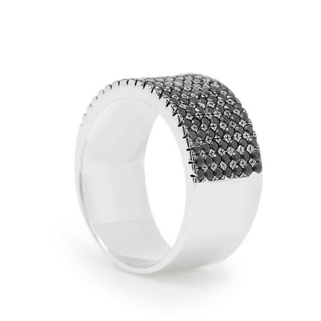 Anneaux zircons tonalité noir et design largeur