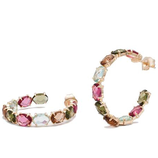 Pendientes aros con piedras formados por gemas en tonos cálidos