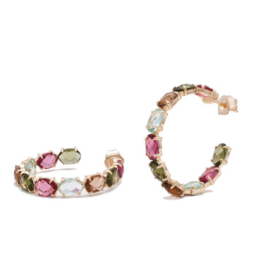 Pendientes aros con piedras formados por gemas en tonos cálidos