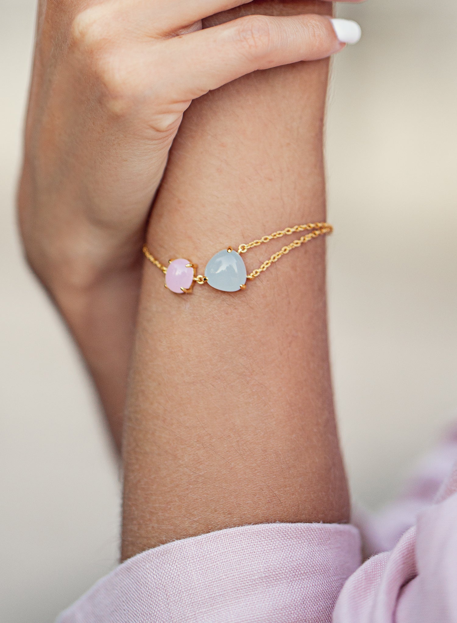 Pulseras con piedras de plata diseño bubble tonos pastel