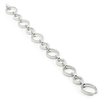 Pulsera eslabones plata diseño de círculos con circonita