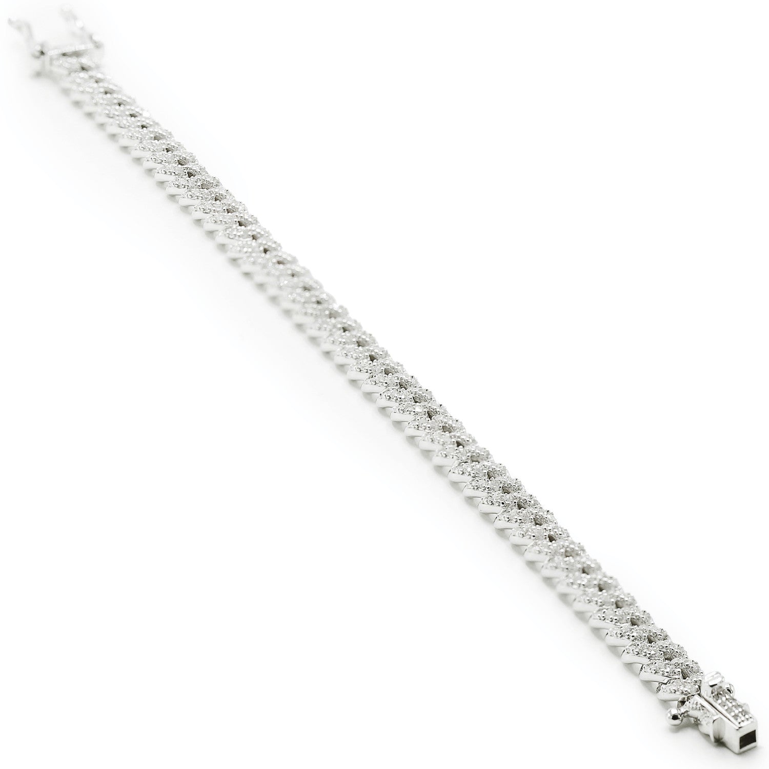 Pulseras brillantes en plata con engaste total de circonitas