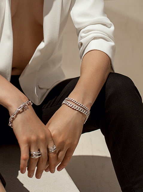 Sparkling silver bracelets with full cubic zirconia setting