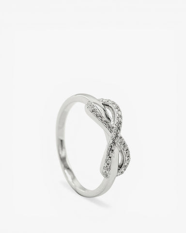 Anillos finos de plata con circonitas diseño de infinito