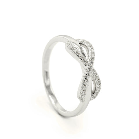 Rings fins de argent avec zircons design de infini