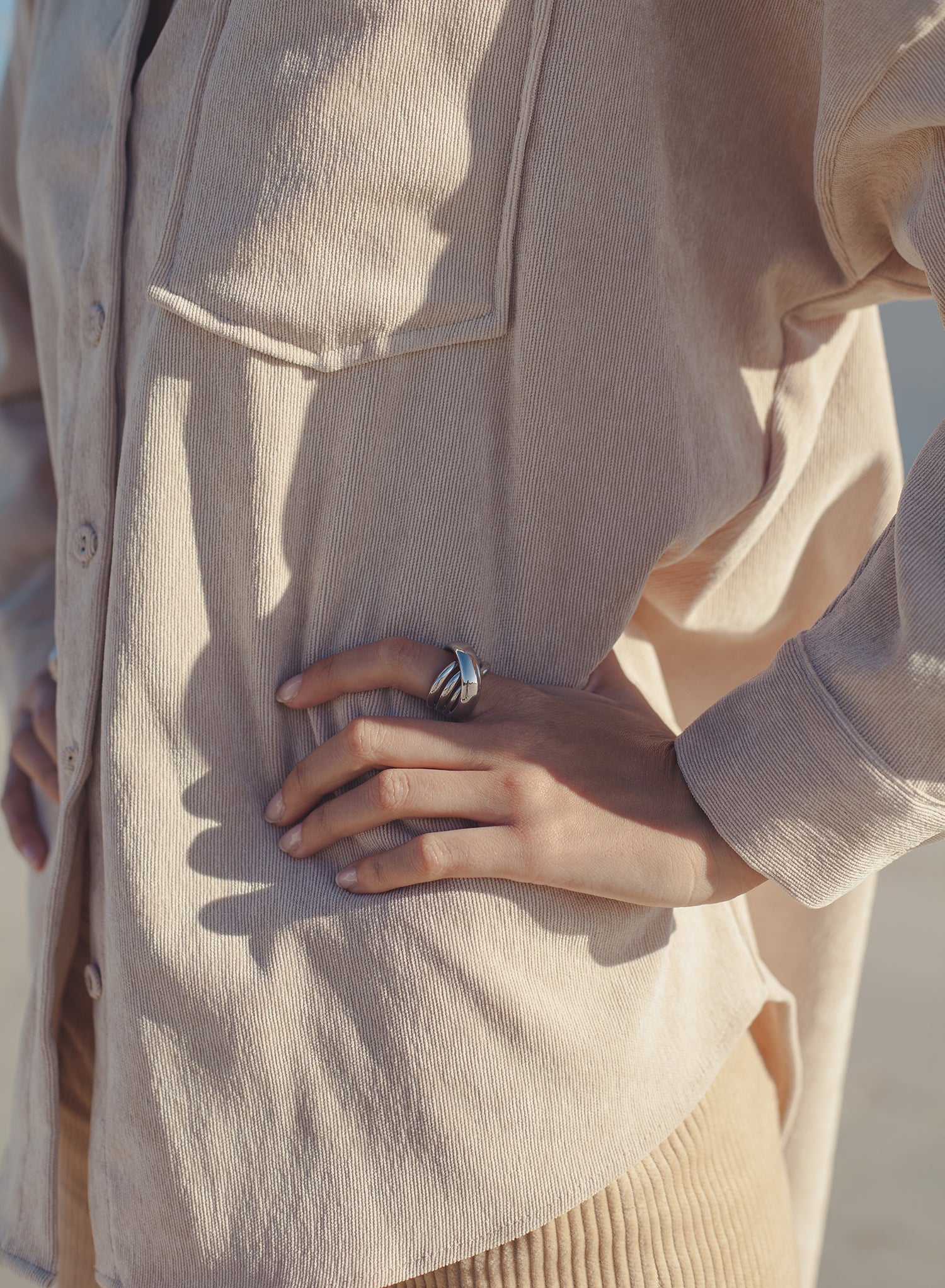 Large silver Rings  with design crossed