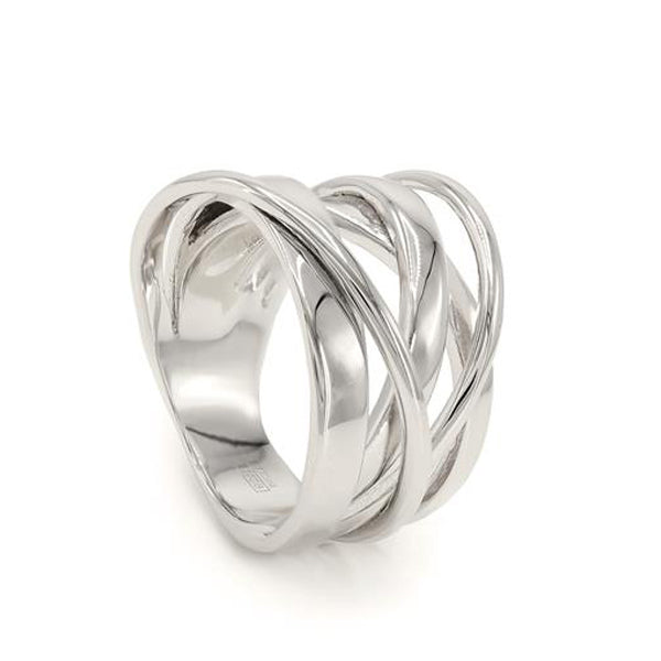 Anillos grandes de plata irregular entrelazado