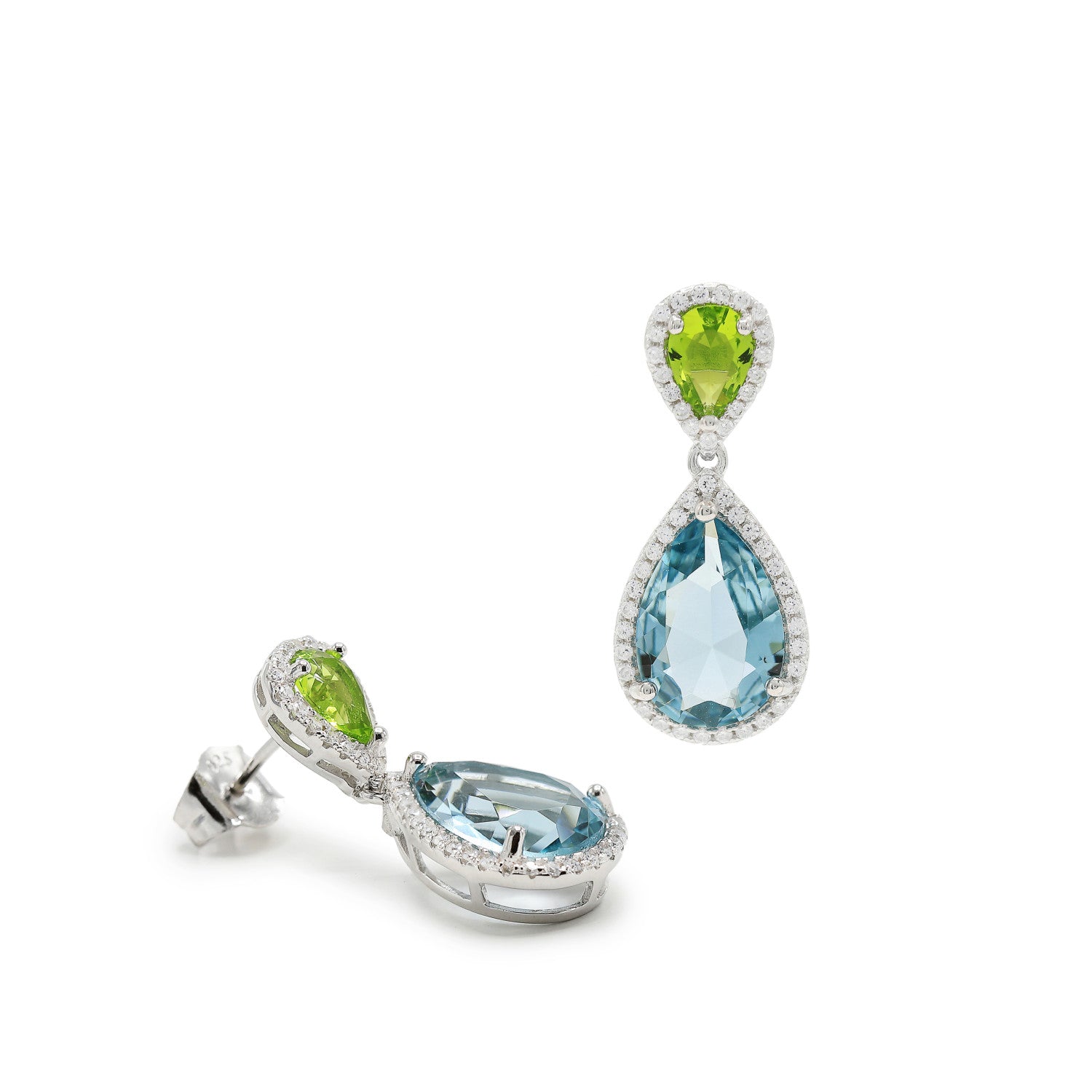 Boucles d'oreilles en forme de larme ornées de pierres claires et de zirconiums cubiques