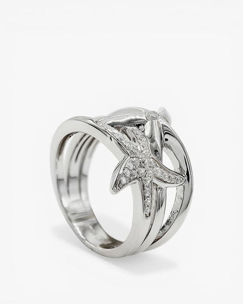 Anillos grandes en plata doble motivo de estrella
