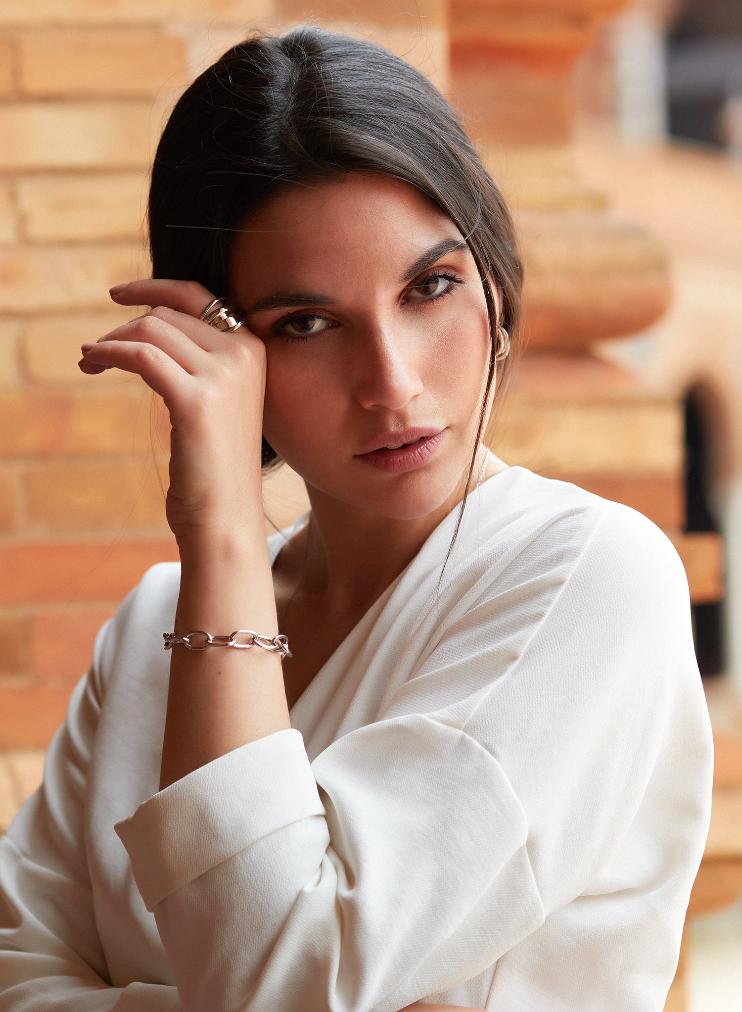 Pulsera eslabones plata diseño de cadena lisa