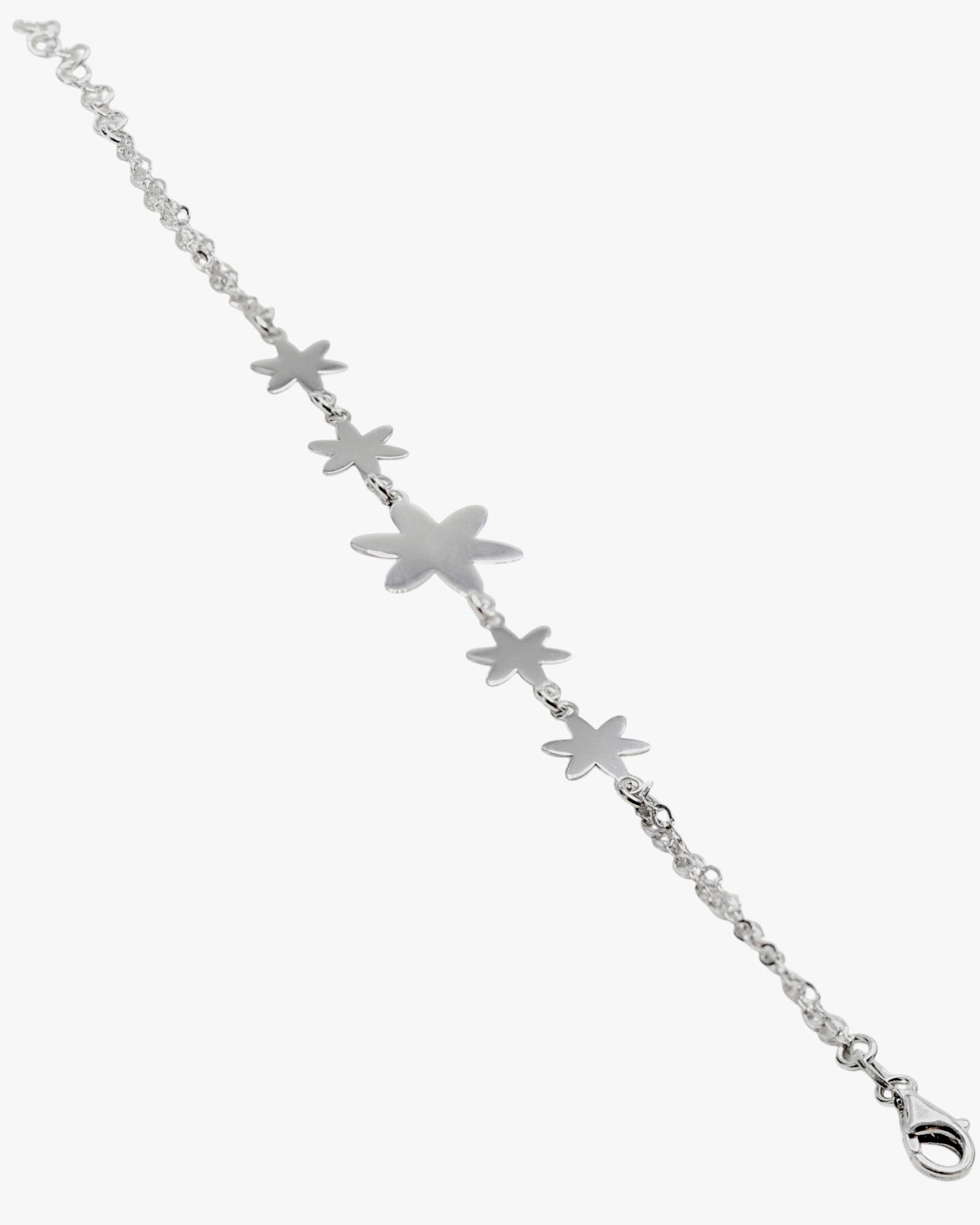 Bracelets fins en argent uni à motif floral