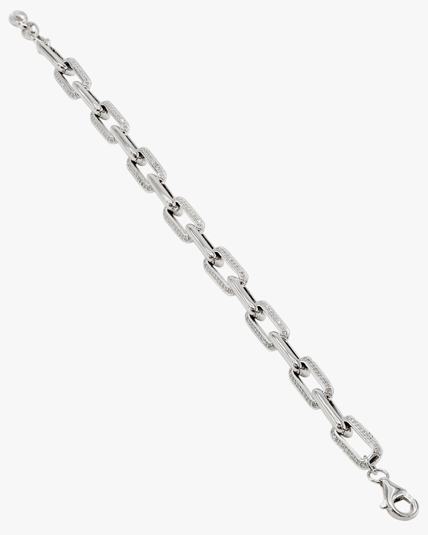 Bracelet à maillons en argent avec motif rectangulaire et zircon cubique