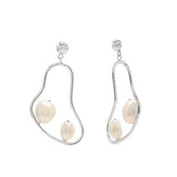 Pendientes perla colgante diseño de pera irregular