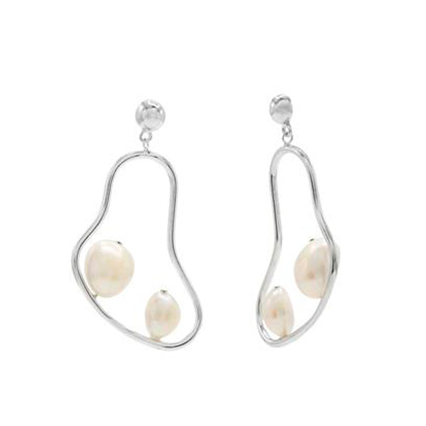 Pendientes perla colgante diseño de pera irregular