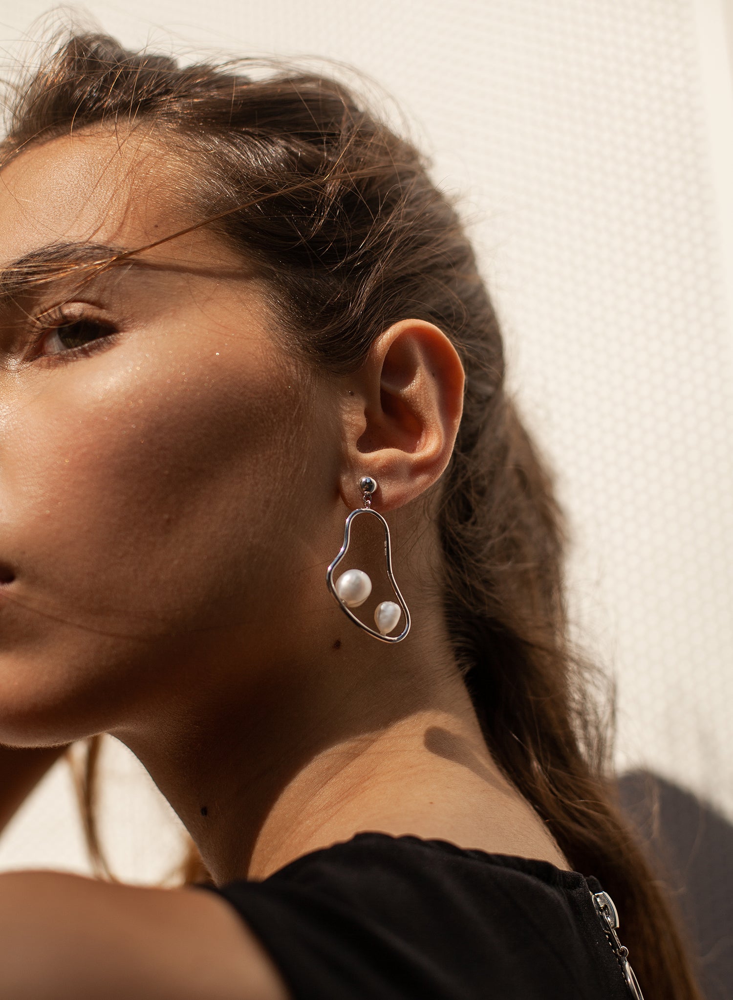 Pendientes perla colgante diseño de pera irregular