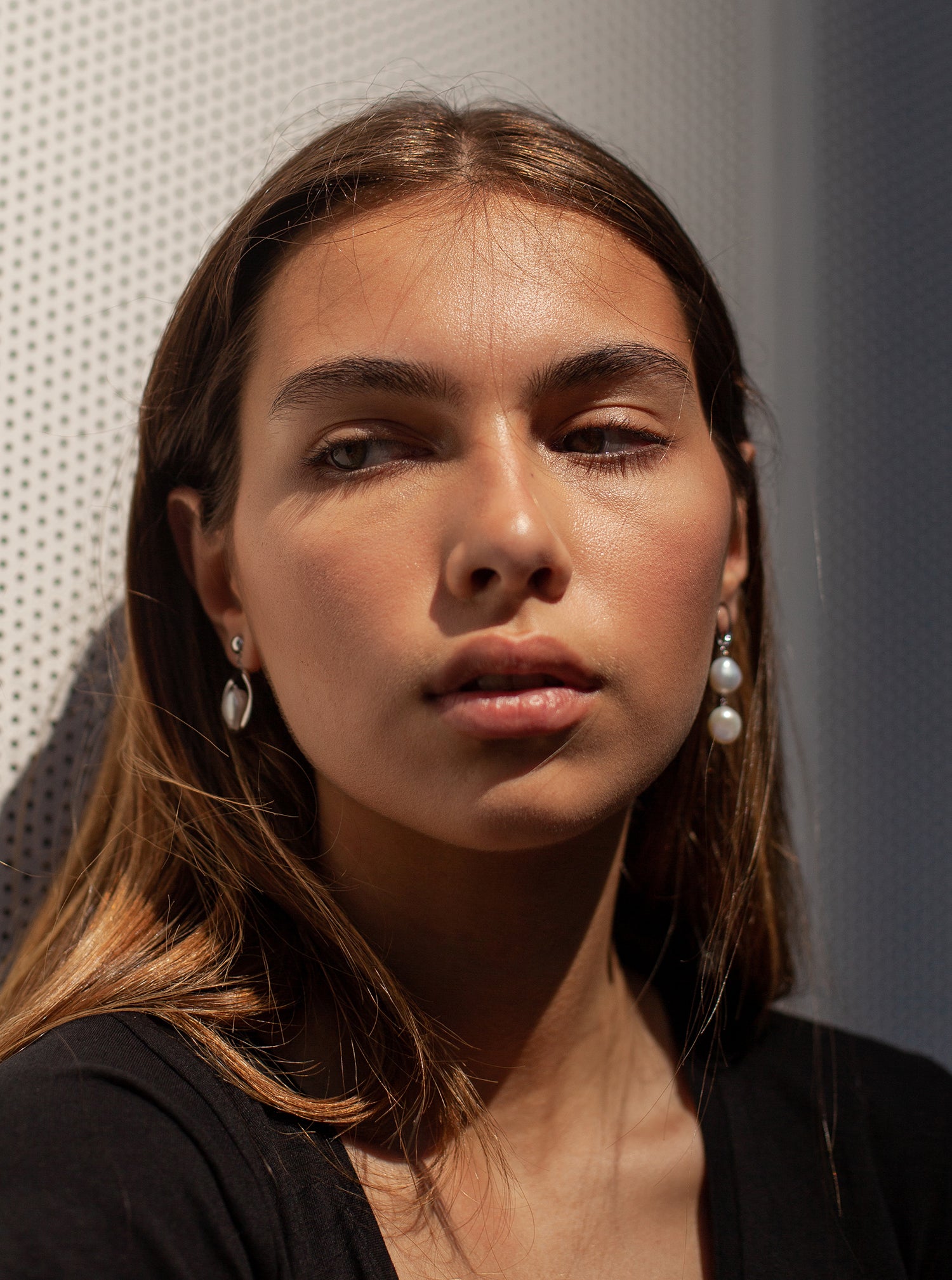Pendientes perlas diseño colgante desigual líquido