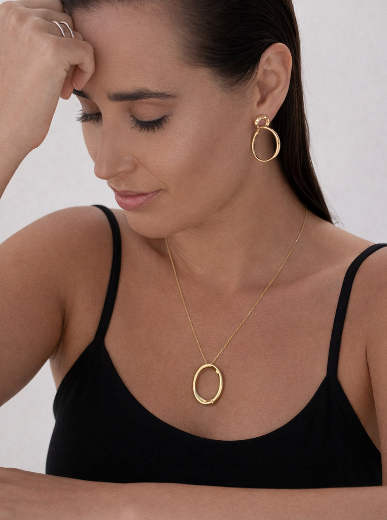 Pendentifs ovales en argent plaqué or