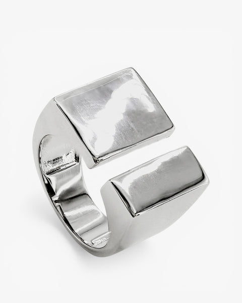 Bague chevalière ouverte en argent brut