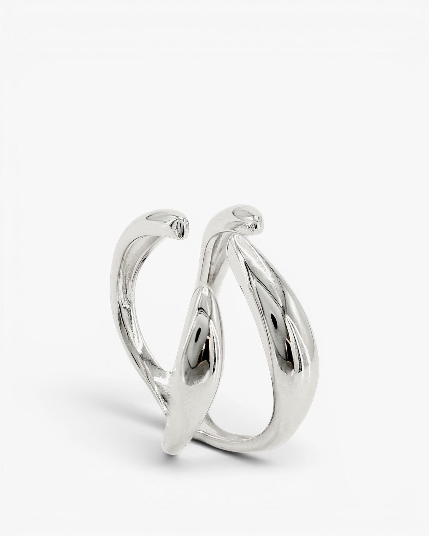 Anillos de diseño abierto estilo garra en plata lisa