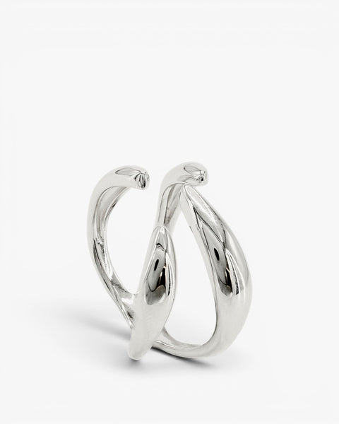 Anillos de diseño abierto estilo garra en plata lisa
