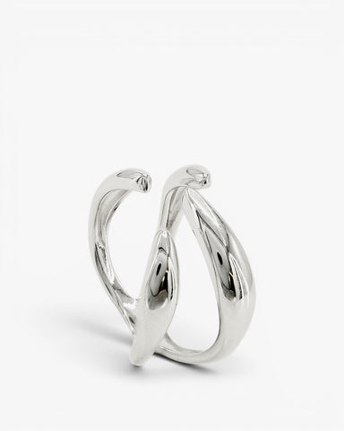Anillos de diseño abierto estilo garra en plata lisa