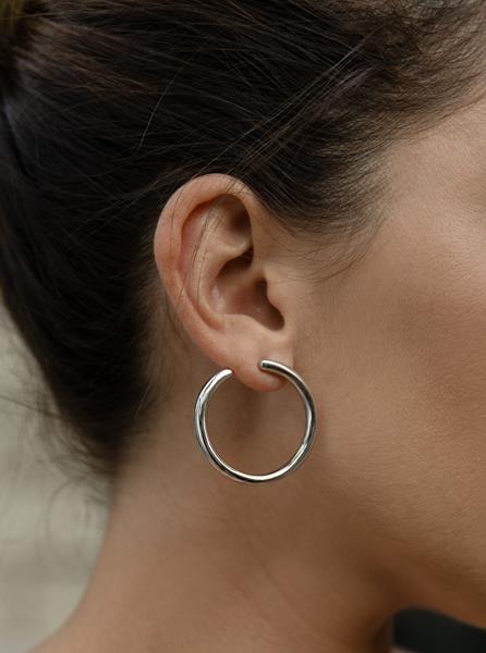 Earrings silver hoop earrings with tubular and side design