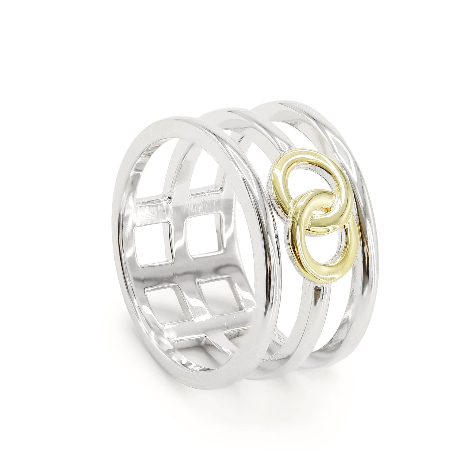 Anillos anchos detalle circular dorado central