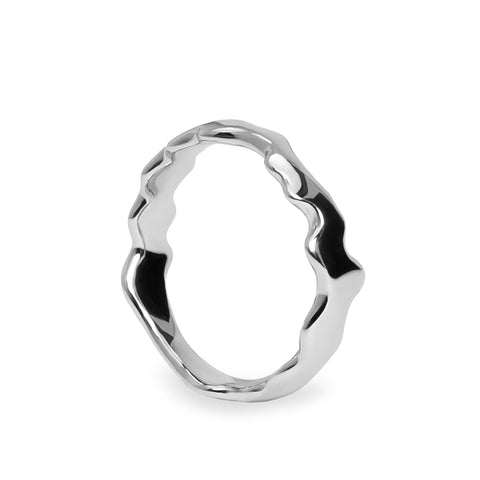 Anillos de diseño de plata lisa diseño ondas